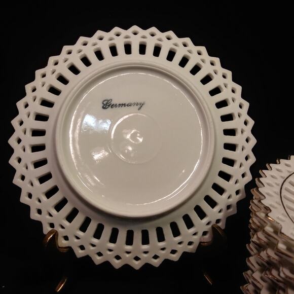 10 Pc Antique 1910 German Lattice Edged Porcelain Bread/Tea Plates - Picture 9 of 16